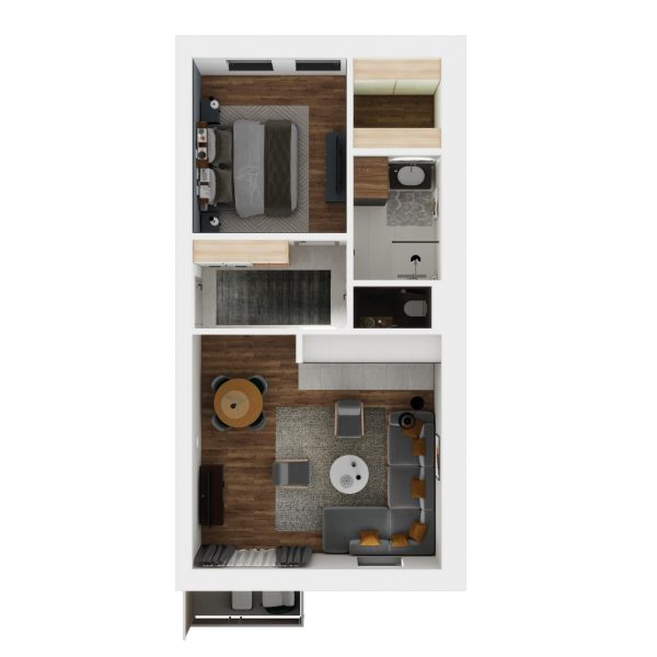 Veneris társasház IV. ütem I/8, II/8 (58m2) lakás belső látványterv - Alaprajz