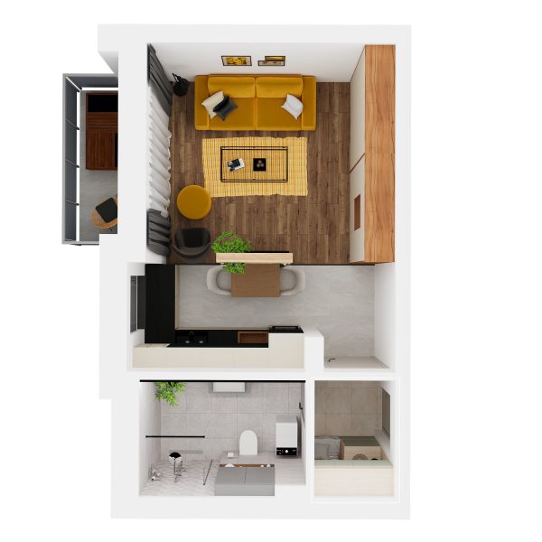 Veneris társasház IV. ütem I/10, II/10 (34m2) lakás belső látványterv - 8