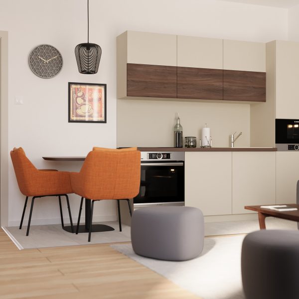 Veneris társasház IV. ütem I/1, II/1 (35m2) lakás belső látványterv - 1